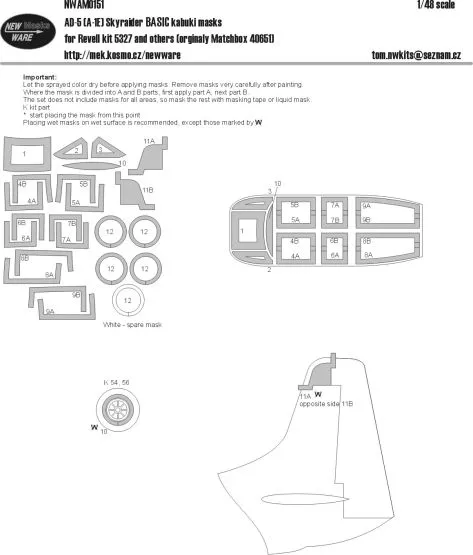AD-5 (A-1E) Skyraider mask for Revell 1:48