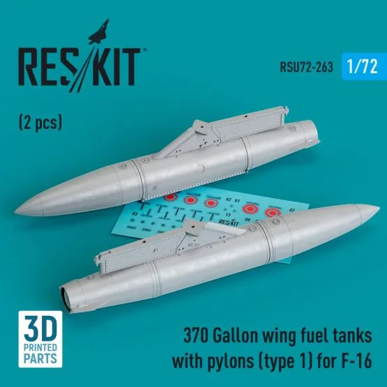 F-16 370 Gallon wing fuel tanks with pylons (type 1) 1:72