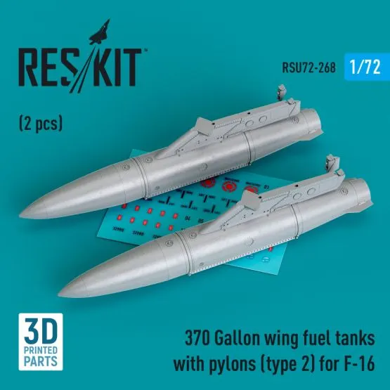 F-16 370 Gallon wing fuel tanks with pylons (type 2) 1:72