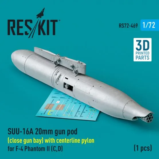 SUU-16A 20mm gun pod (close gun bay) w/ centerline pylon for F-4 1:72