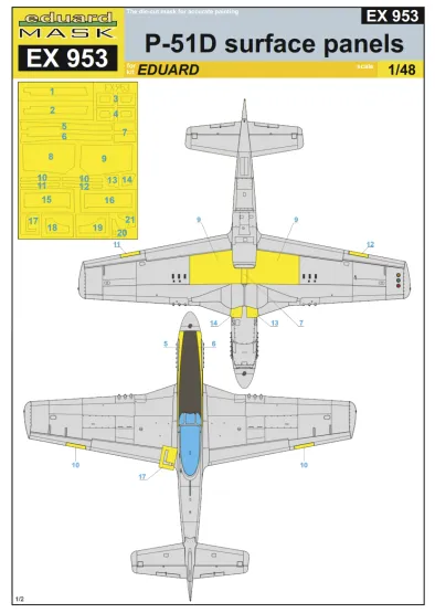 P-51D surface panels MASK 1:48