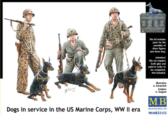 Dogs in Service in the US Marine Corps WWII 1:35