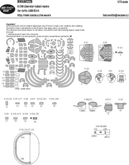 B-24H Liberator masks for Airfix 1:72