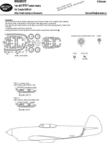 Yak-9D EXPERT mask for ZVEZDA 1:48
