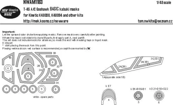 T-45A/C Goshawk mask for Kinetic 1:48
