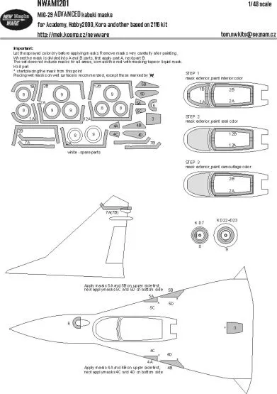 MiG-29 ADVANCED mask for Academy 1:48