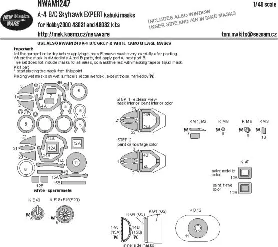 A-4B/C Skyhawk EXPERT mask for Hobby2000 1:48 A-4B/C Skyhawk EXPERT mask for Hobby2000 1:48