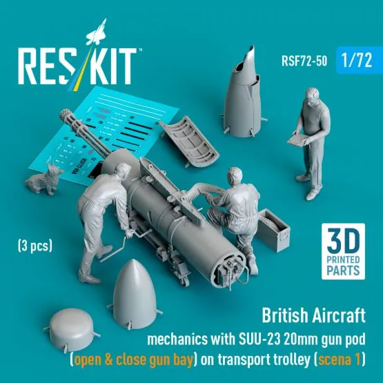 British Aircraft mechanics with SUU-23 20mm gun pod 1:72
