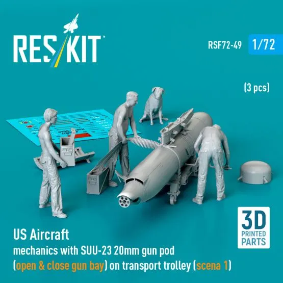 US Aircraft mechanics with SUU-23 20mm gun pod 1:72