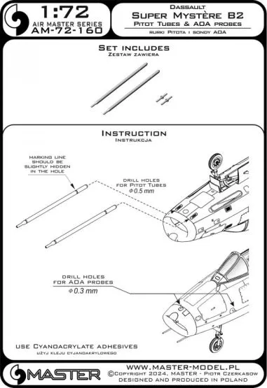 Dassault Super Mystère B2 - Pitot Tubes & Angle Of Attack p. 1:72