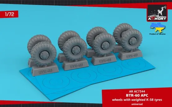 BTR-60 APC wheels w/ weighted tyres K-58 1:72
