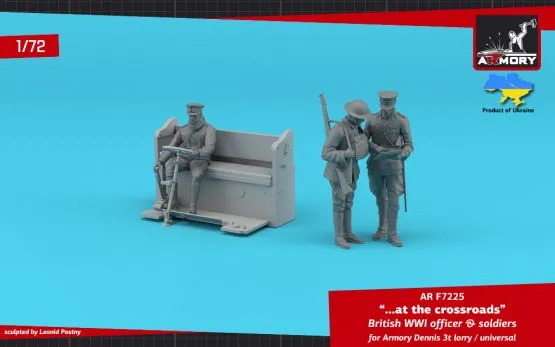 British WWI officer & soldiers in a Dennis 3t lorry 1:72