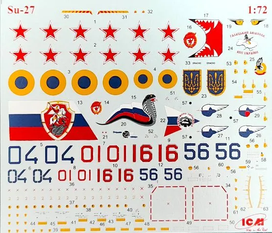 Su-27 Flanken - Decal UA, RU 1:72