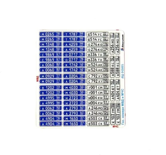 Car license plate - Russian MVD/ EMERCOM 1:35