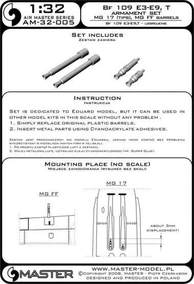 Bf 109E3-E9, T armament set 1:32