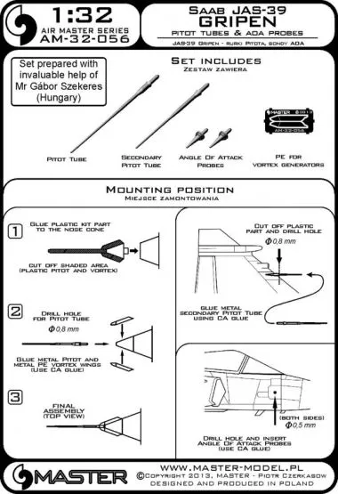 SAAB JAS39 Gripen - Pitot Tubes & Angle Of Attack p. 1:32