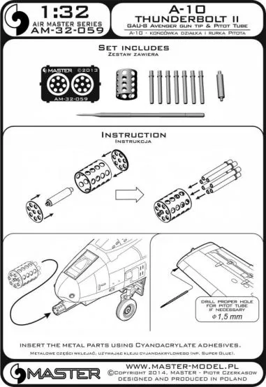 A-10 Thunderbolt II - GAU-8 gun tip and Pitot Tube 1:32