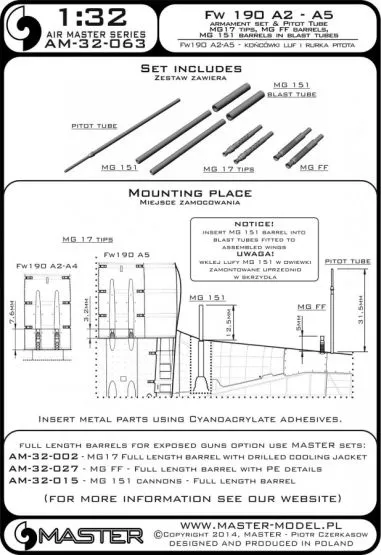 Fw 190A2 - A5 armament set & Pitot Tube 1:32