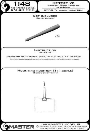 Spitfire V.b - Hispano 20mm cannons (fairings) 1:48