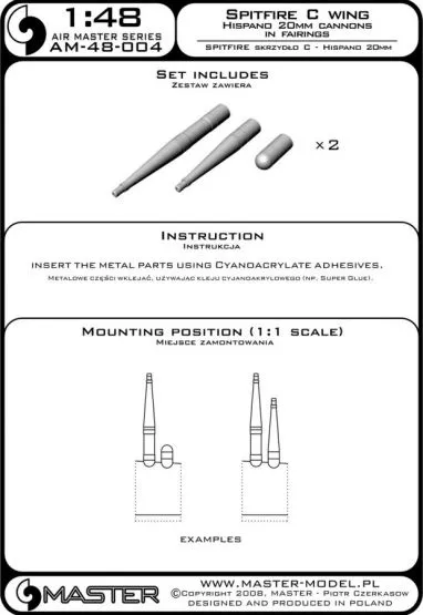 Spitfire C wing - Hispano 20mm ca. in f. 1:48