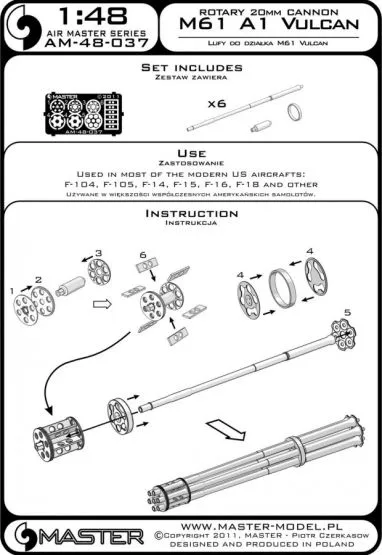 M61 A1 Vulcan - Six-barrelled rotary 20mm cannon 1:48