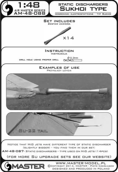 Static dischargers - type used on Sukhoi jets 1:48