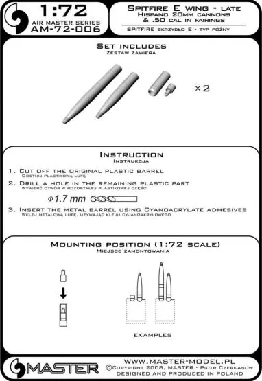 Supermarine Spitfire E wing late - 20mm & .50cal 1:72