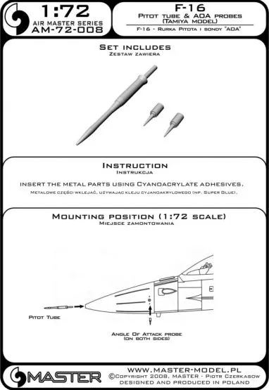 F-16 Pitot tube & Angle Of Attack probes 1:72
