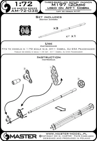 M197 - Three-barrelled rotary 20mm cannon (AH-1) 1:72