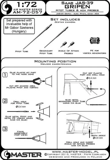 SAAB JAS 39 - Pitot Tubes & Angle Of Attack p. 1:72