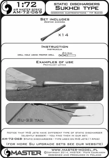 Static dischargers - type used on Sukhoi jets 1:72