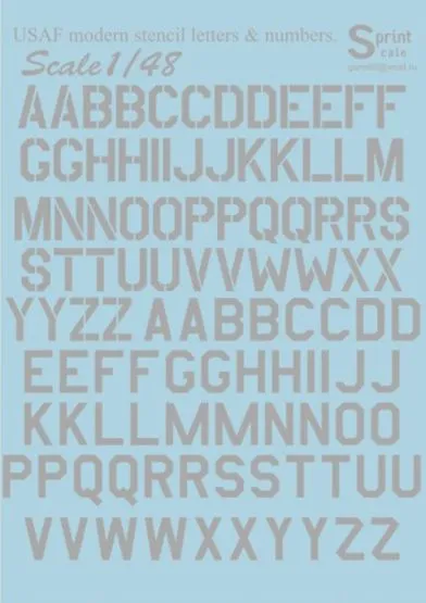 USAF modern stencil letters and numbers. Grey 1:48