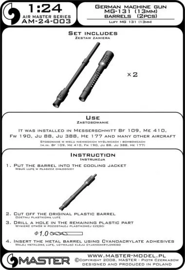 German aircraft machine gun MG 131 barrels 1:24