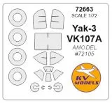Yak-3 VK-107A mask for Amodel 1:72 Yak-3 VK-107A mask for Amodel 1:72