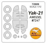 Yak-21 mask for Amodel 1:72