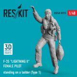 F-35A "Lightning II" female pilot standing on a ladder (Type 1) 1:48