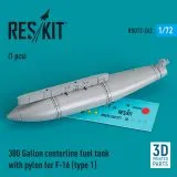 F-16 300 Gallon centerline fuel tank w/ pylon (type 1) 1:72
