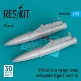 F-16 370 Gallon wing fuel tanks with pylons (type 2) 1:72