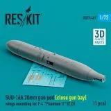 SUU-16A 20mm gun pod (close gun bay) wings mounting for F-4 1:72 SUU-16A 20mm gun pod (close gun bay) wings mounting for F-4 1:72