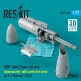 SUU-16A 20mm gun pod (open gun bay) w/ centerline pylon for F-4 1:72