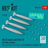 Mk.83 bombs with BSU-35 thermally protected 1:48 Mk.83 bombs with BSU-35 thermally protected 1:48