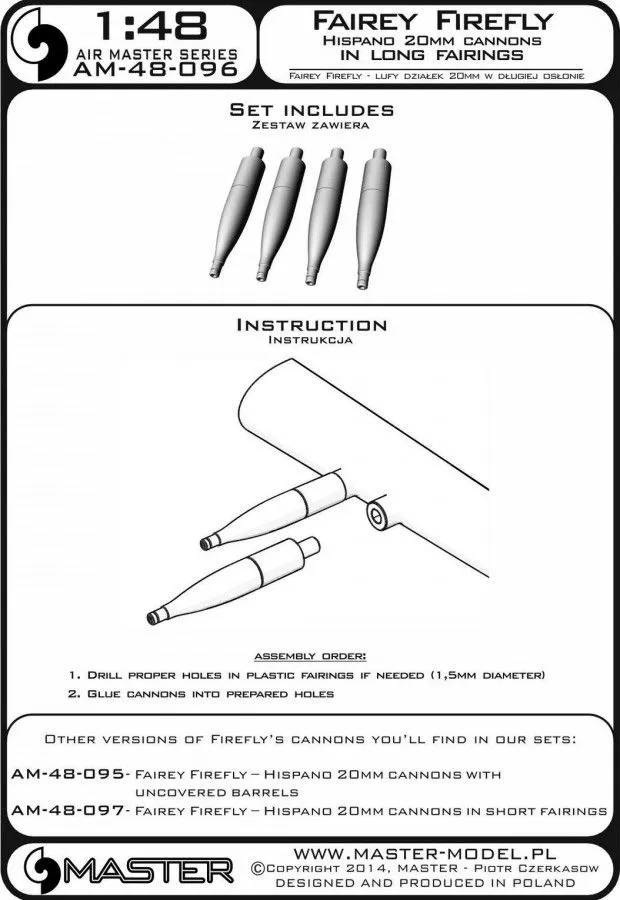Fairey Firefly Hispano 20mm cannons in long fairi 1:48