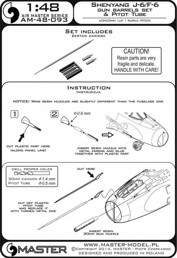 Shenyang J-6/F-6 - gun barrels set, & Pitot Tube 1:48