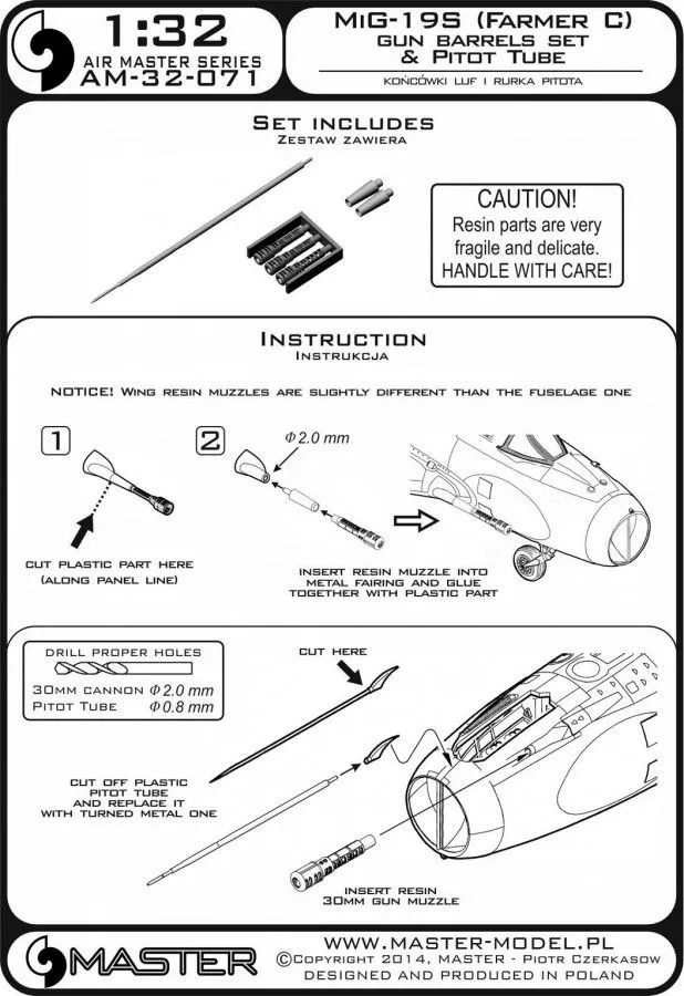 MiG-19S Farmer C - gun barrels set & Pitot Tube 1:32