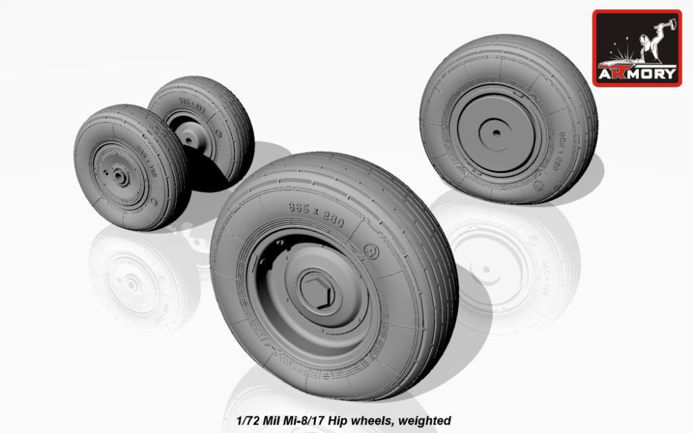 Mil Mi-8/17 wheels, weighted 1:72