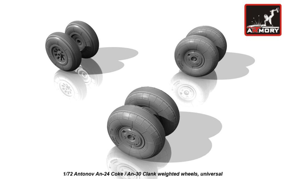 An-24 Coke / An-30 Clank wheels, weighted 1:72