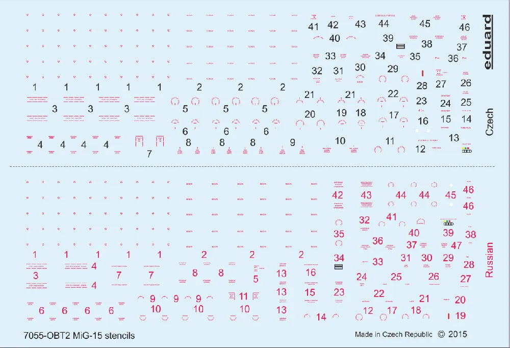 MiG-15 stencils (Russian/ Czech) 1:72