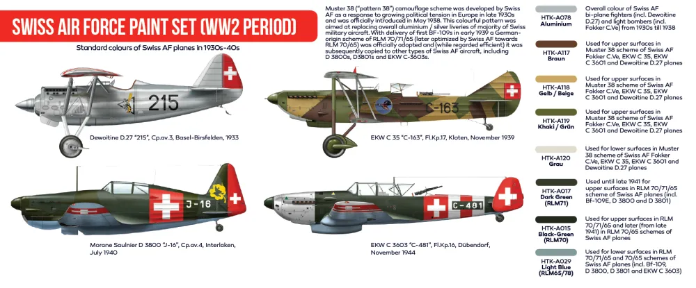 Swiss Air Force Paint Set (WW2 period)