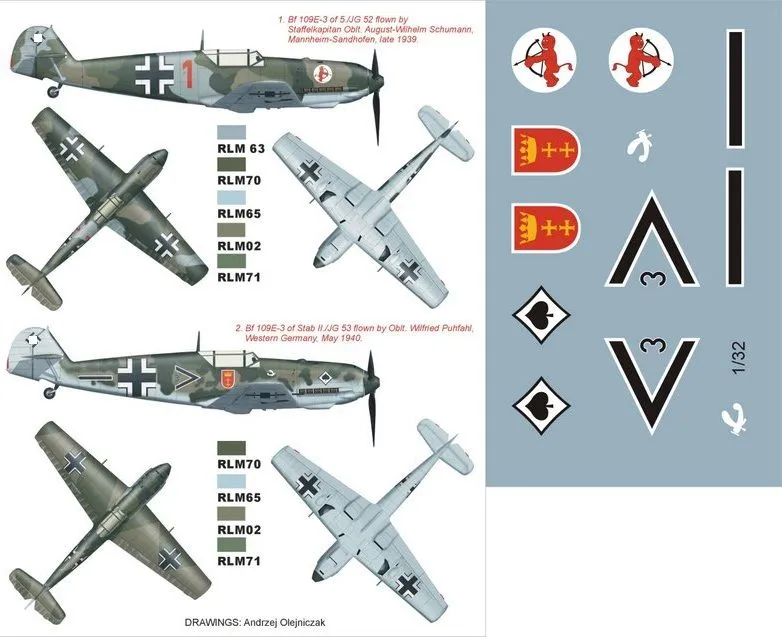 Bf 109E-3 Mask + Decals for Eduard 1:32