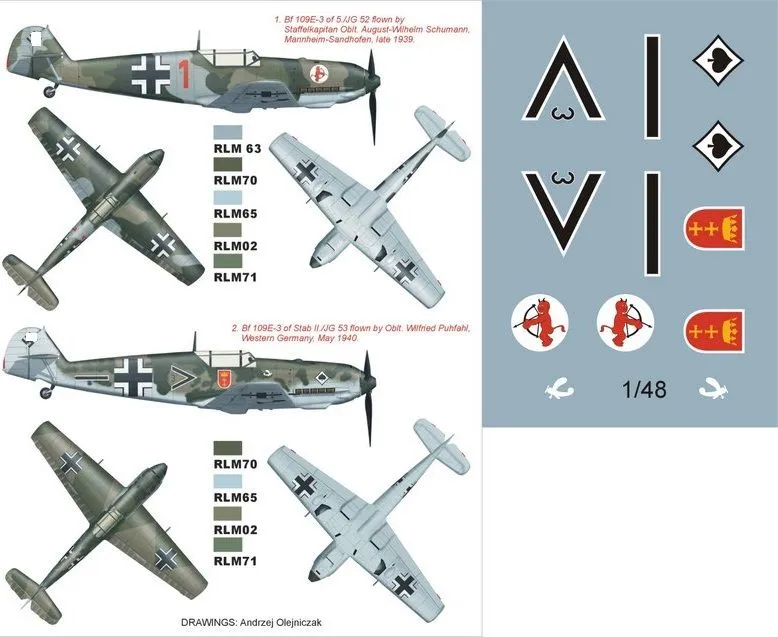 Bf 109E-3 mask & Decals für Eduard 1:48